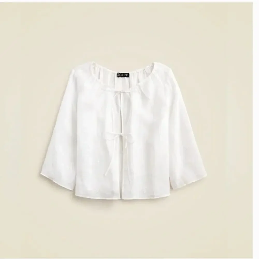 J Crew Tie Front Top L White Eyelet NWT Blouse Shirt CJ814 J.Crew Travel Resort